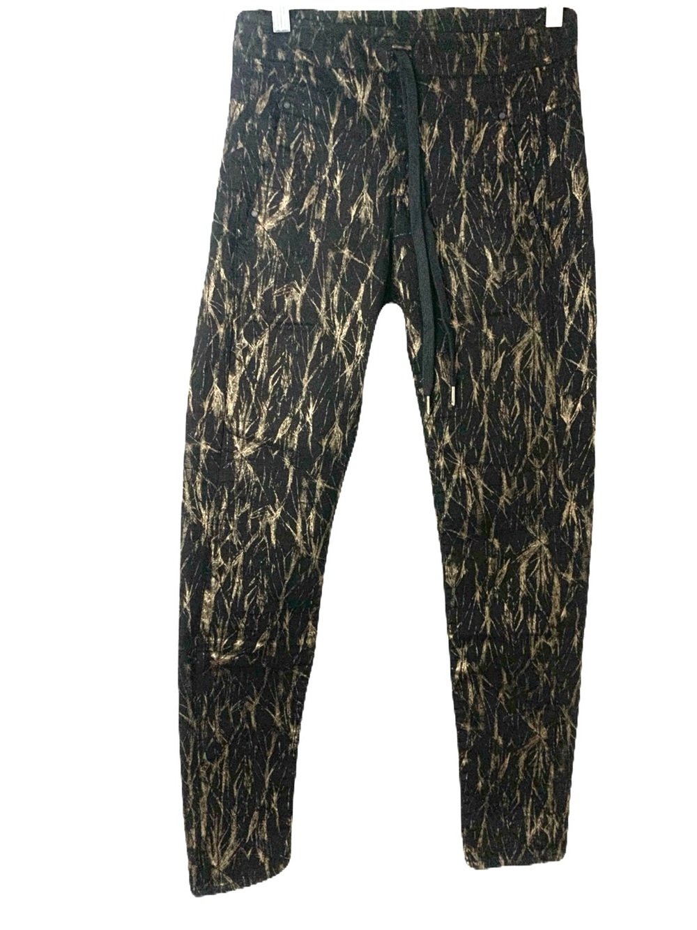 NEW Alembika Women’s Size 0/US 4-6 Black Bronze Brush Stroke Print Casual Pants
